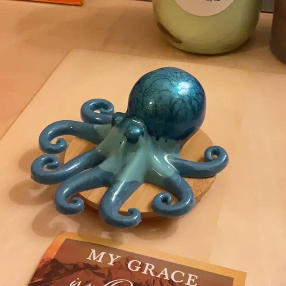 Resin Art Blue Octopus Figurine- Decor Piece - Picture 2 of 4
